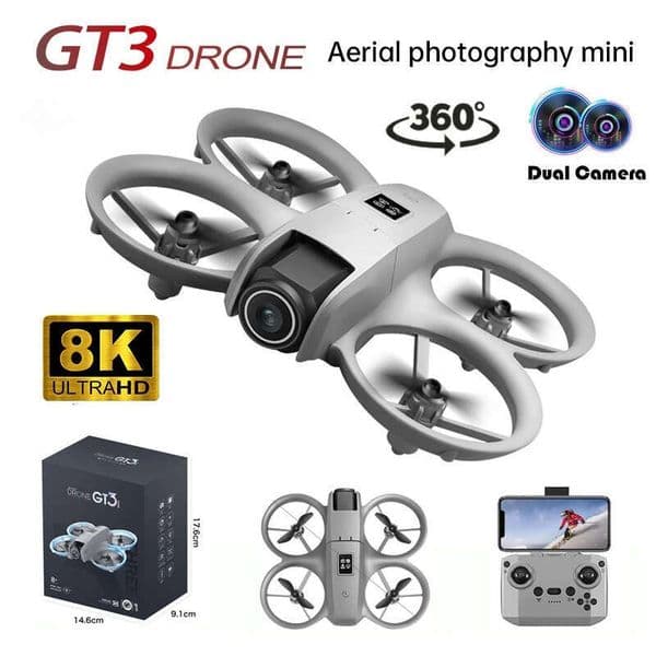 NEW Gt3 Mini Foldable With Lights 8K Aerial Photography Optical Flow Positioning 360° Obstacle Avoidance Helicopter Drone
