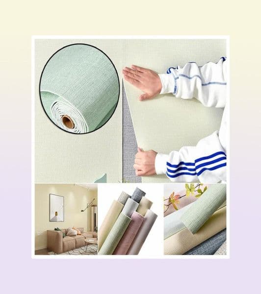 Wall Stickers Faux Linen Textured Wallpaper Removable Self Adhesive Stick Contact Paper Door For Accent Bedroom BENL8893078328