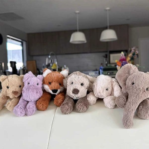 Plush Keychains JC New Mini Smudge BunnyFoxElephantMonkeyBearHippo Plush Toy for Soothing Babies
