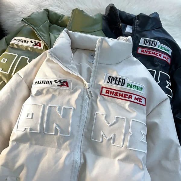 American Embroidered PU Leather Bread Clothes Y2K Street Fashion Casual Couple Cotton Coat Warm Coat For Men And Women Top 250917