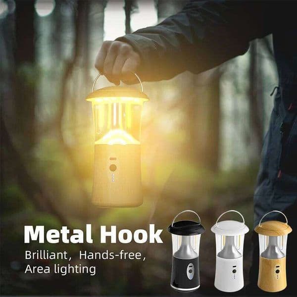 Outdoor Rechargeable Lantern Tricolor Dimming Multi Camping Lamp 360° Strong Light Emergency Lighting Tent Chandelier