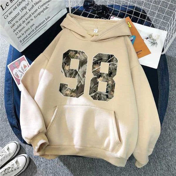 Womens Casual Minimalist 98 Branch Print Pocket Hoodies 90s Long Sleeve Sweatshirt Fall Winter Vintage Gothic Hoody PulloversZ250918