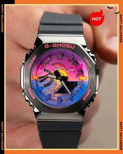 Iced Out Watch Full Function Unisex Sports Digital Electronic Watch Waterproof Large Dial LED Dual Display Oak Series G42