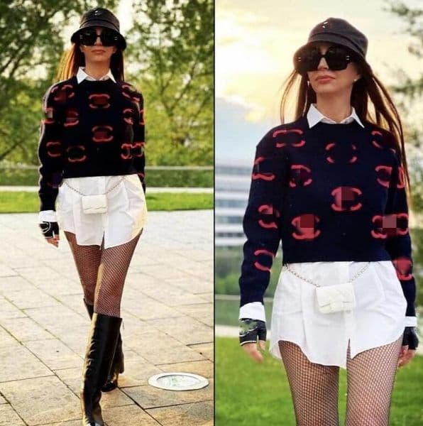 2XL size winter warm Women's deisnger pullove Sweater knitted fashion geometry classic long sleeves Sweater streetwear outfit top clothes