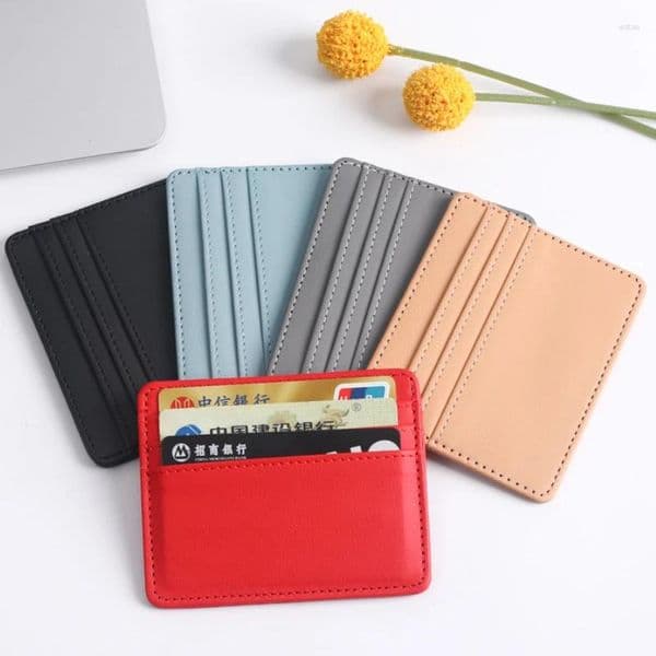 Card Holders 1Pc Pu Leather ID Holder Candy Color Bank Box Multi Slot Slim Case Wallet Women Men Business Cover