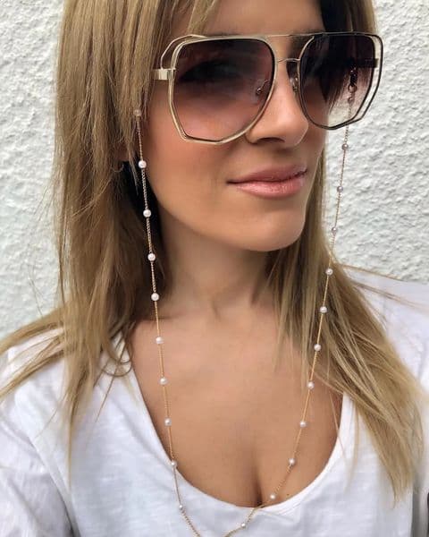 Eyeglass Chain White Plastic Bead Pearl Heart Charm Eyewear Retainer Glasses Holder Strap Women Necklace Gift 250918BJ