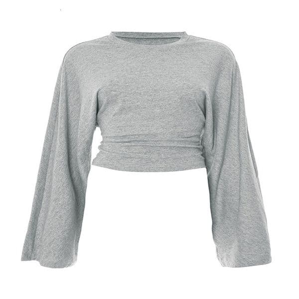 Womens Long Sleeve ONeck Skinny TShirt Monochromatic Crop Top Casual Y2K Streetwear Fashion Pullover Summer Outfit 250918BJ