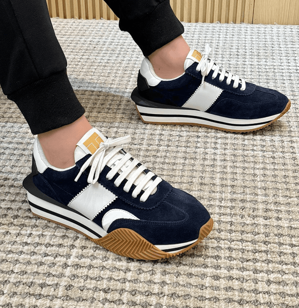 Luxury Men's Casual Shoes Brown James Suede Sneakers James Mixed Media Low Top Sneaker Platform Thick Sole Brand Designer Women and Men walking trainers
