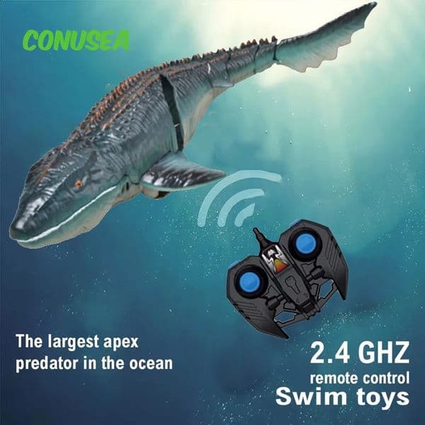 Rc Boat Fist Simulation Radio Controlled Ship Animal Wireless Electric Boat HighSpeed Speedboat Mosasaurus Boat Outdoor Toy Boy250918BJ