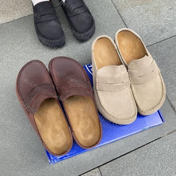 2026 Designer Naples Slippers Wrapped Clogs Loafers Sandals Clog Cork Flat High Quty Fashion Winter Summer Shoes Leather Slide Beach Women Men Size 3546 T260304