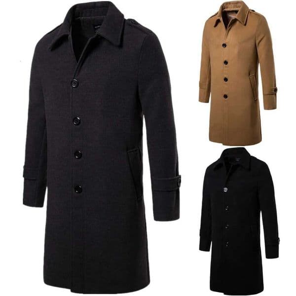Mens Overcoat Trench Coats Winter Male Long Breasted Wool Blends Coat Brand Clothing W10 X250919