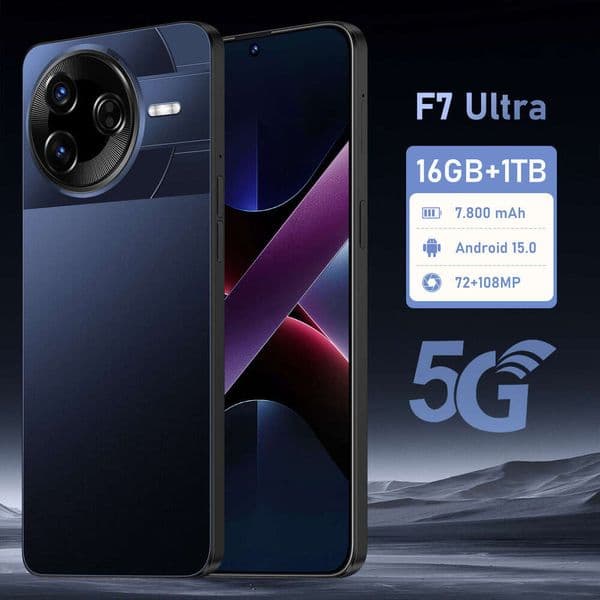 F7 Ultra Phone 7.3inch HD Large Screen 16+1T True 5G Android 15 Smartphone