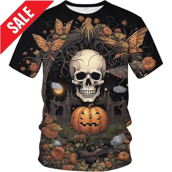 Mens T shirt Vintage Psychedelic Halloween Skull Shirt Dark Skeleton Short Sleeved Shirts shirts tshirt graphic tee Casual tops summer clothes Short sleeve 2025