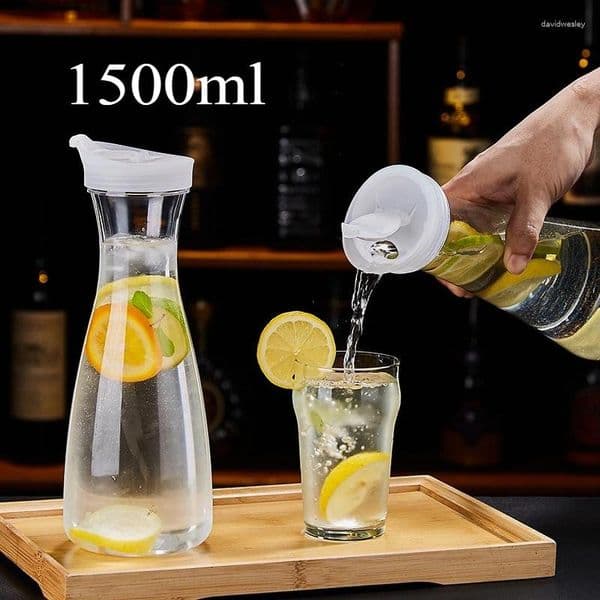 Water Bottles 1500ml Flower Tea Juice Bottle With Sealed Lid Transparent Cup Cocktail Shaker Used For Refrigerator Storage