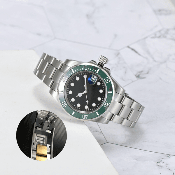 men's 40mm automatic mechanical watch full stainless steel case sapphire crystal luminous dial ceramic bezel
