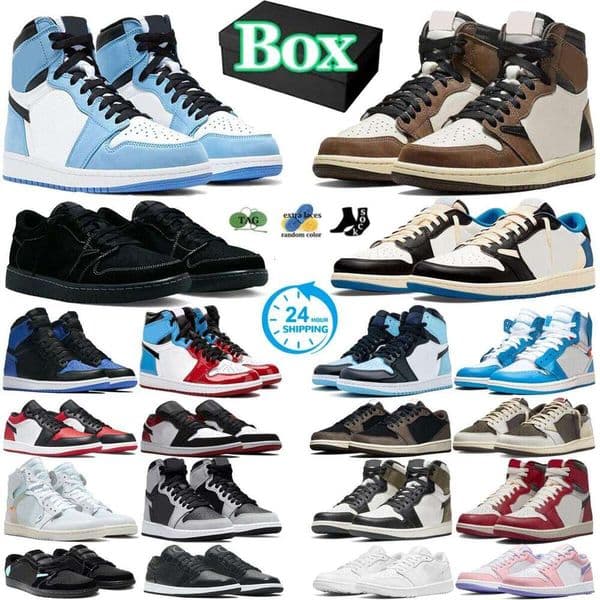 2025 Free Delivery Designer Shoes 1 University Blue Leather Hyper Royal Grey Chicago Red Dark Mocha Mens Sports Trainers Sneakers 36-47