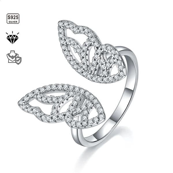 1pc s925 silver butterfly ring set with moissanite 250919BJ