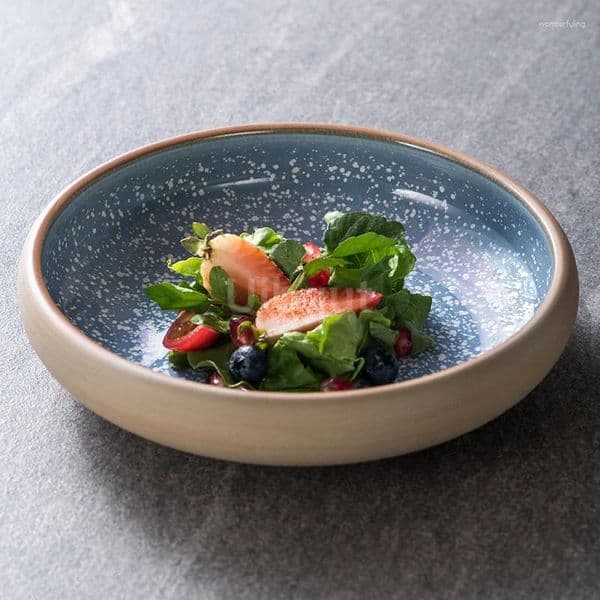 Plates Blue Green Yellow Japanese Style Creative Ceramic Disc Household Fruit Salad Sashimi Sushi Round Tray Bowl Western Cuisine Plate