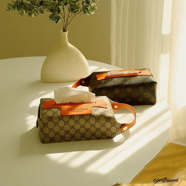 Designer Retro Furniture Tissue Box PU Napkin Holder Desktop Bedroom Coffee Table Paper Drawer Leather Car Universal Organizer Classic Letter ddmyfriend