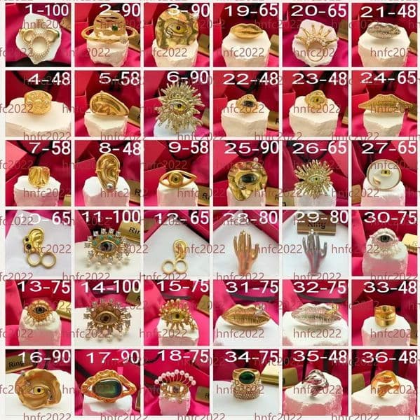 Hiphop Rock New Designed Exaggerated Gold Eye Ring Ears Mouth Lips Nose SURREAL MOUTH Adjustable Opening Rings Schiaparelli Designer Jewelry