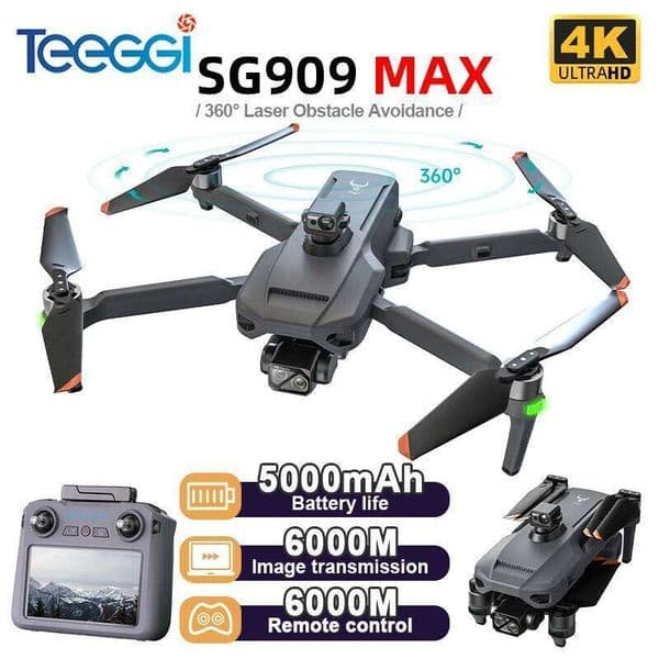 Teeggi Sg909 MAX GPS With 4K Camera 6Km Touch Screen Profesional Drone 360° Obstacle Avoidance Foldable RC Quadcopter drone with 4k camera
