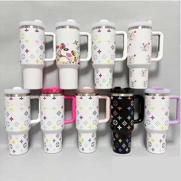 40oz Water Bottle Car Cup With Handle Stainless Steel Travel Tumbler With Lid and Straw Coffee Mug for Outdoor Camping Cup 36 colors available