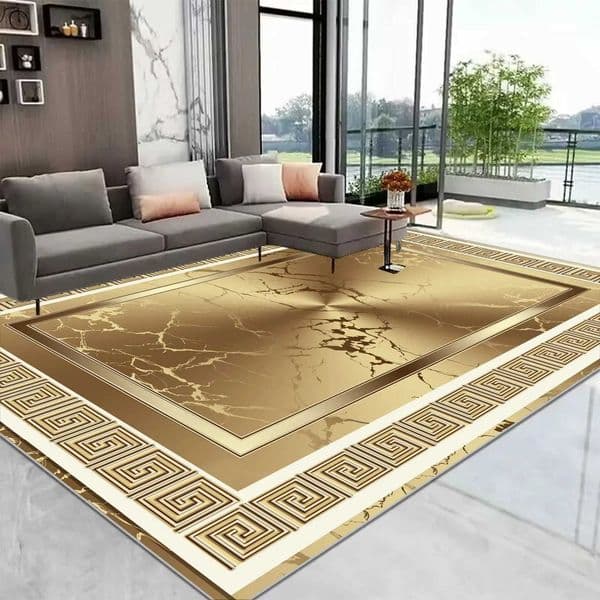European Gold Large Living Room Carpet Home Decoration Luxury Coffee Tables Mat Nonslip Washable Rug for Bedroom Decor Alfombra W250919