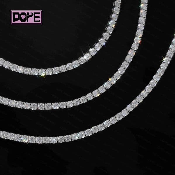 Iced Out VVS 4mm 5mm Moissanite Chain Hiphop VVS Men Tennis Necklace 925 Silver Bling Moissanite Tennis Chain
