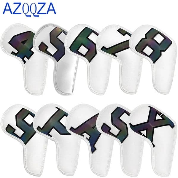 Golf Iron Club Head Covers Set Headcovers Fits for All Iron Wedges Big Number Long Neck BlackWhite Pu Leather 10pcsPack 250919BJ