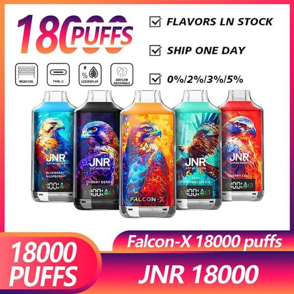 JNR Falcon X 18000 Puffs Disposable Vape 0% 2% 5% Nicotine 24mL 37Flavors Whole Bulk Buy Eu Warehouse283N