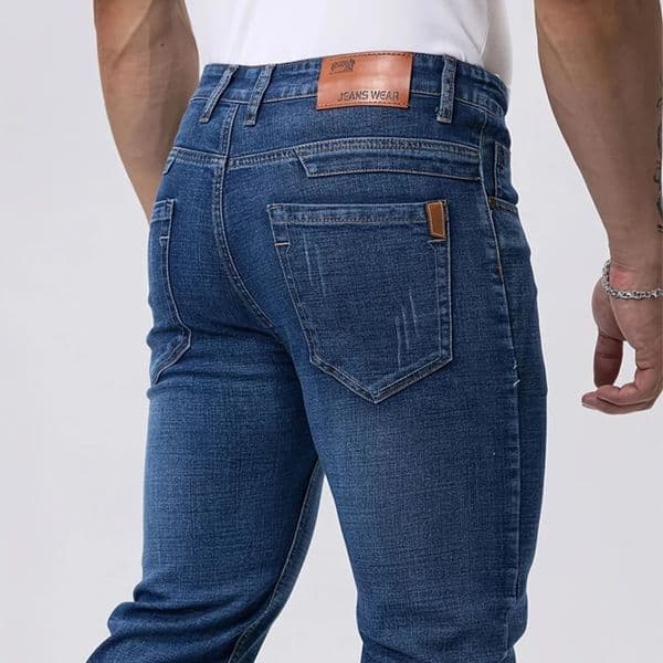 Spring Autumn Business Men Jeans Casual Straight Stretch Fashion Classic Black Sky Blue Grey Work Denim Trousers Clothing 250918BJ