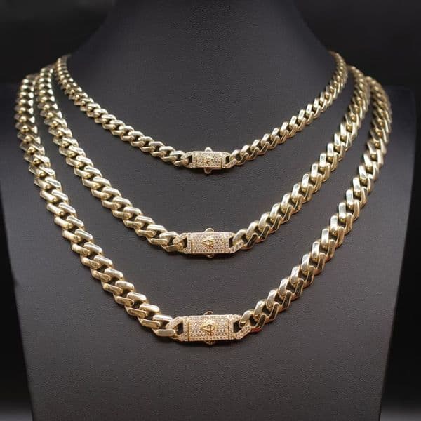Hiphop Iced Out 7911mm Customized Trend VVS Moissanite Clasp Necklaces 14K Gold Sparkling Cuban Link Chain