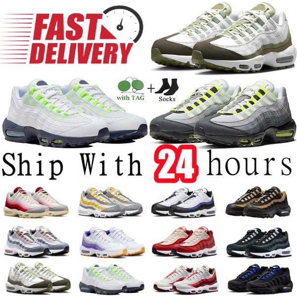2025 Free shipping designer shoes mens running sneakers 95 95s Neon Classic Triple Black White Yellow Cool Grey Olive Midnight Navy sports trainers EUR 36-46