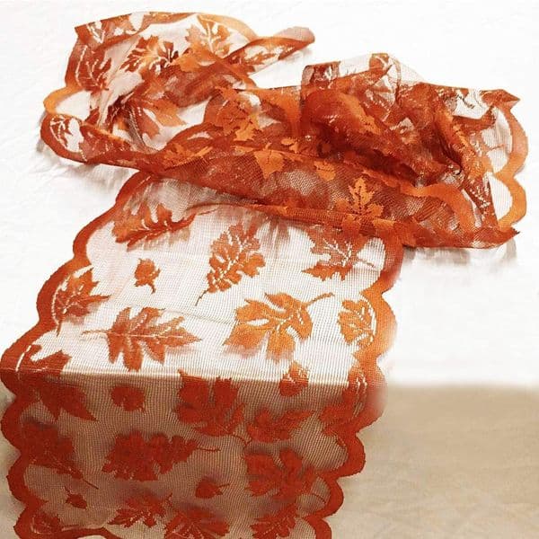 Fall decor 13 x 72 inch maple leaf tablecloth autumn harvest orange lace tablecloth Thanksgiving home dining table decoration