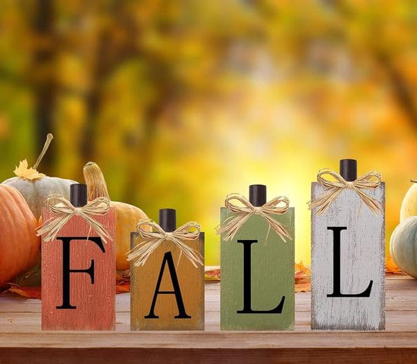 Fall Decorations for Home Thanksgiving Signs Wooden Table Sign Vintage Farmhouse Block Sign Harvest Fall Autumn Home Decor