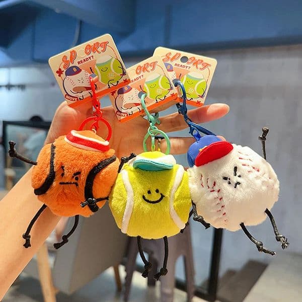 Keychain Creative Cute Ball Sports Plush Doll Keychain Mens And Womens Bag Small Pendant Cartoon Couple Backpack Car Pendant 250919BJ