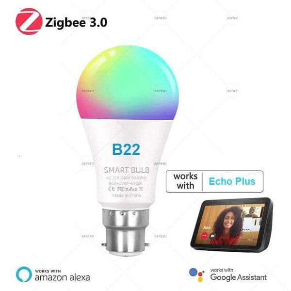 B22 Zigbee Smart Bulb Lamps 220V Led RGBCW Light Voice Control Timing Home Assistant APP Works With Alexa Google Home 2MQTT X250920