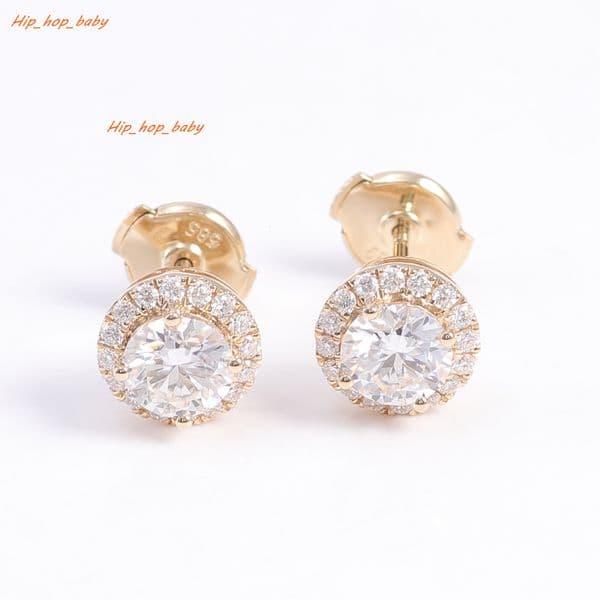 14K Solid Gold Iced Out Diamond Flat Backs Stud Earrings Cluster Flower VVS Moissanite Earrings Fine Jewelry Daily Wear