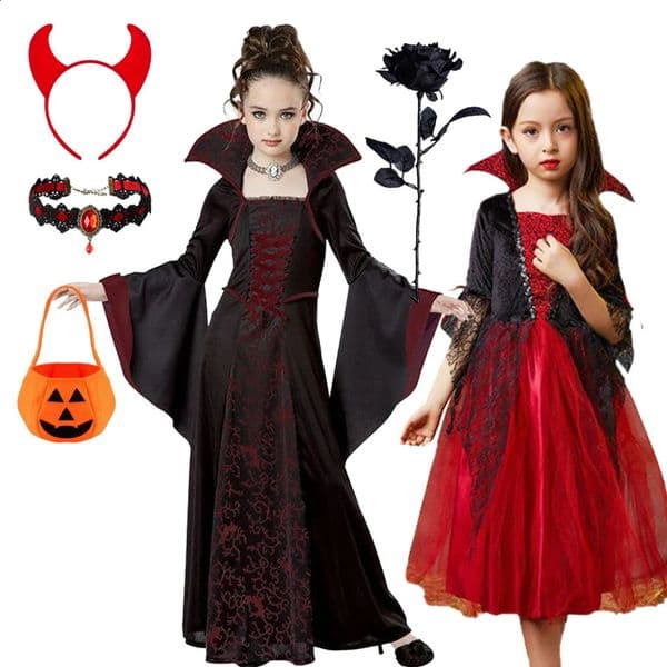 Halloween Girls Ghost Bride Mesh Costume Girls Princess Dress Performance Costume Black Evening Clothes 250919BJ