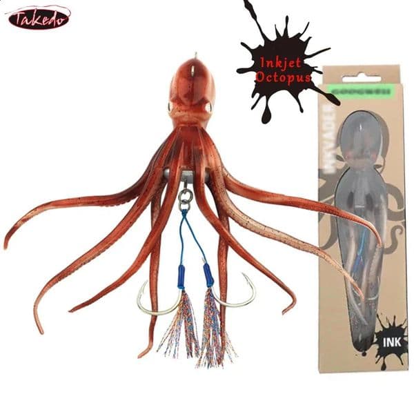 TAKEDO MY14 180G 200G 250G 300G Sea Fishing Octopus Bait With Double Hook Soft Bait Troulling Lure Boat Fishing For Rockfish 250920BJ