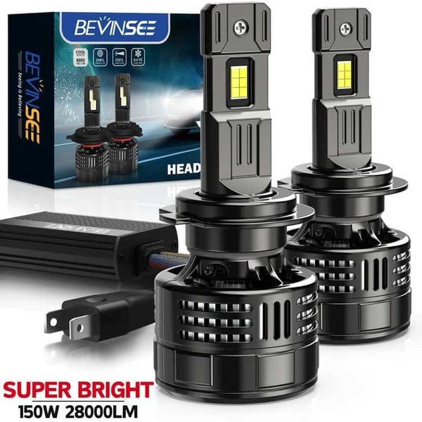 BEVINSEE V55 H7 H4 H11 LED Headlight Bulbs 28000LM 150W 9005 HB3 9006 HB4 9012 HIR2 LED Fog Lights CANbus Super Bright Turbo 12V X250920