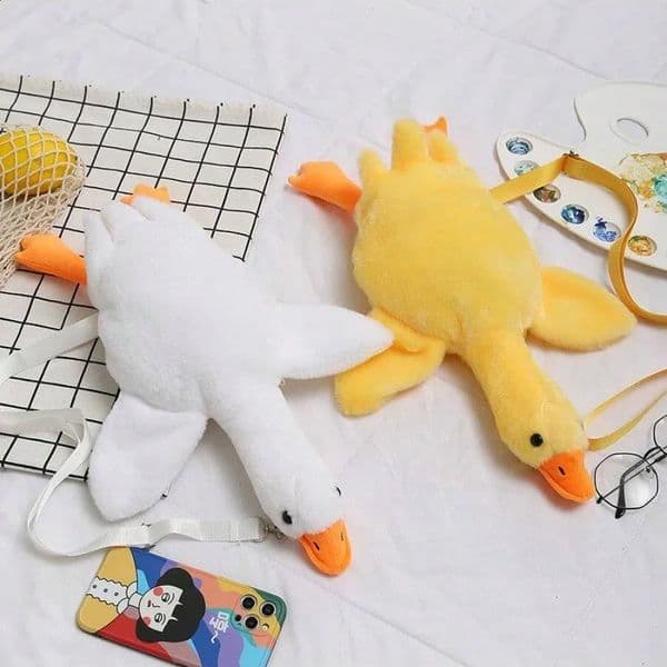 Cute Goose Plush Shoulder Bag Coin Purse Yellow Duck Plush Toys Kawaii Birthday Gift Animal Stuffed Swan Goose Soft Dolls 250919BJ