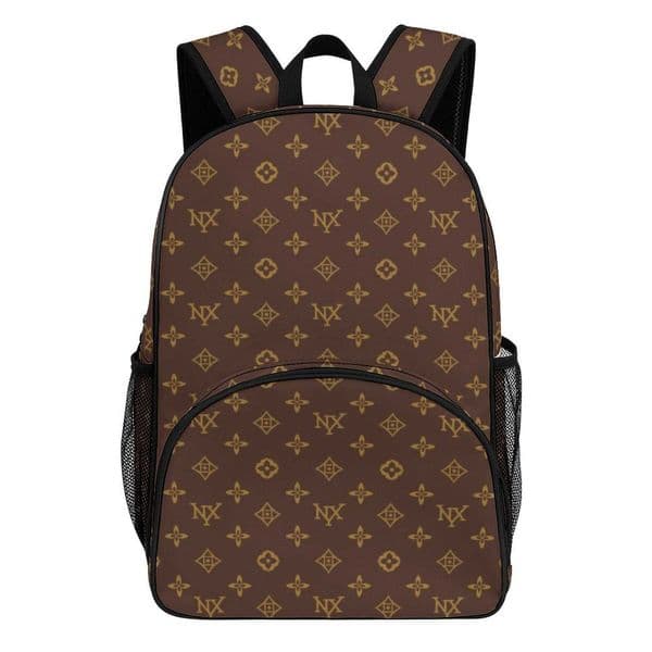 NXY Designer Monogram Print Large Capacity Backpack Breathable Padded Strap Laptop Backpack with Side Mesh Pockets 250915