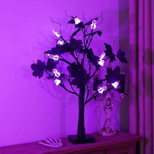 LED purple tree lights Halloween Thanksgiving decoration birch tree lights creative room ghost festival arrangement tree lights