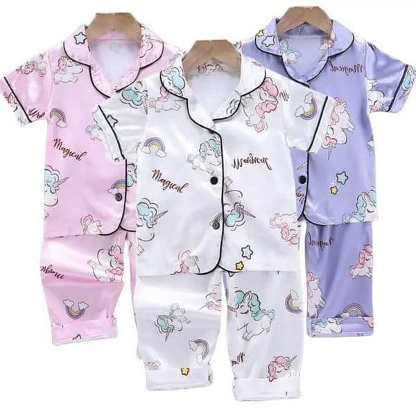 Girls Pajamas Pants Set Summer AirConditioned Clothing Toddler Boys Lce Silk Satin cartoon Nightgown 2pcs Outfit X250920