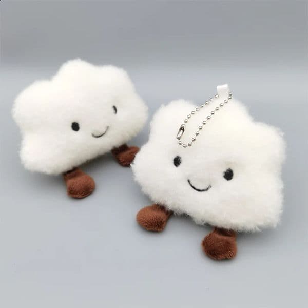 Cute Plush Smile Cloud Keychain Cotton Stuffed Doll Toy Keyring Backpack Bag Pendant Car Key Chains For Women Girls Gift 250919BJ