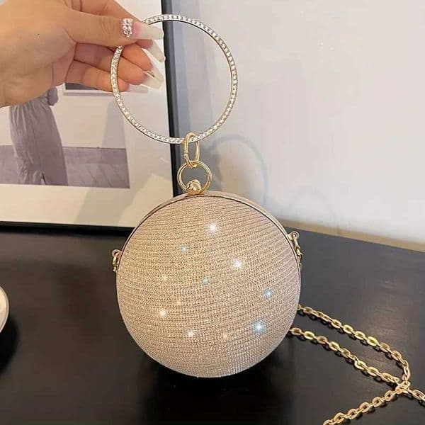 Internet Celebrity Popular Disco Bag Shiny Bracelet Ball Banquet Bag Dinner Bag Socialite Party Bag Trendyy Hand Bag Chain Crossbody Bag for WomenW250920