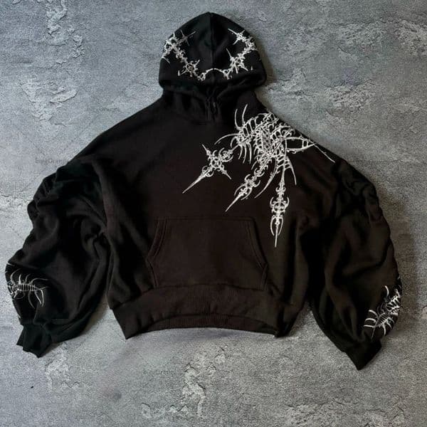 Y2K Harajuku Retro Personalized Print Fashion Versatile Oversized Hoodie Men American Street Hiphop Casual Loose Top Women 250920BJ
