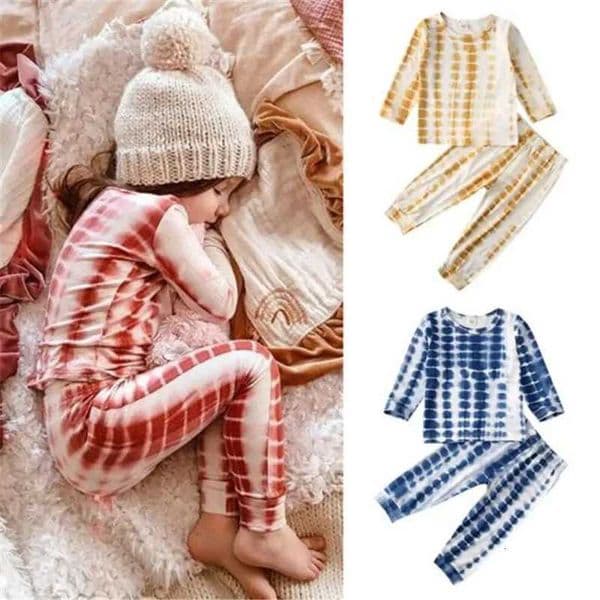 Autumn Baby Boys Tie Dye Printed Long Sleeve TShirt Toddler Girls TopPants 2pcs Outfits Kids Clothing Casual Pajamas Sets X250920