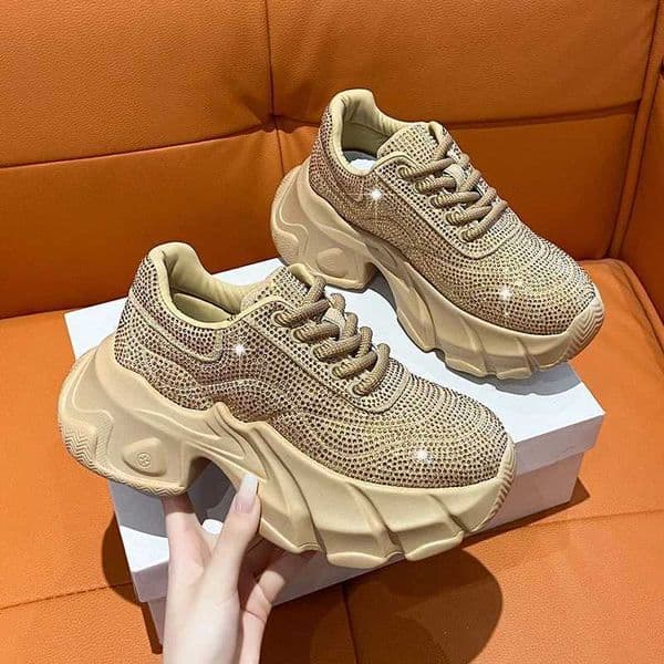 Shoes for Women 2024 New Shiny Rhinestone Womens Sneakers Shoes Autumn Korean Fashion Thick Sole Sports Shoes Zapatos De Mujer W250920